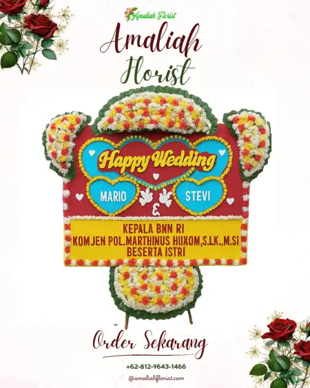 Papan Bunga Pernikahan Hujan Mas